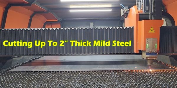 15KW fiber laser cutting thick mild steel plate at FAB Parts USA